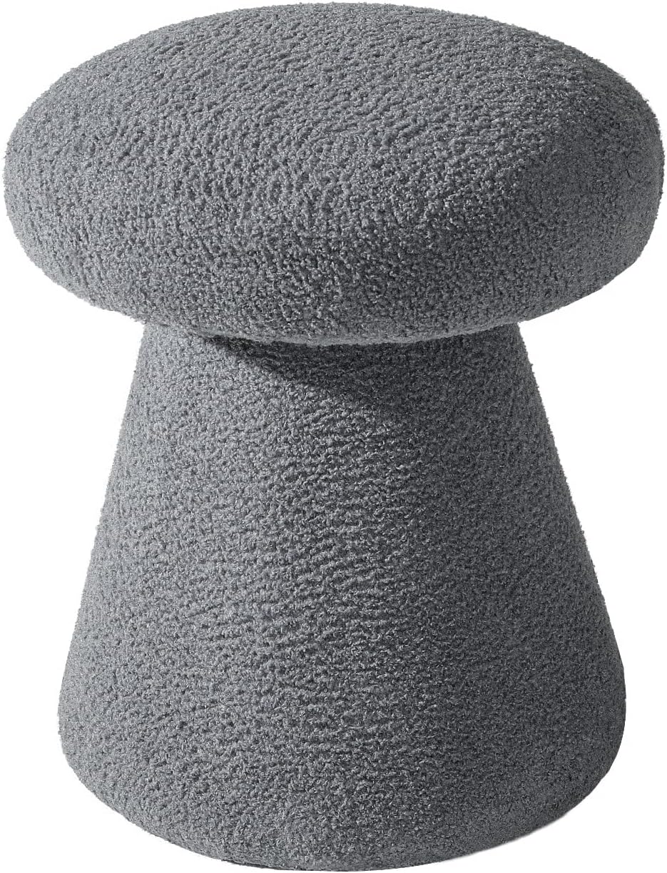 Joveco Ottoman Foot Rest,Mushroom Foot Stool,Upholstered Teddy Velvet Vanity ...