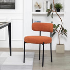 DYHOME Dining Chair One Chair for Kitchen Dining Room,Upholstered Modern Boucle Dining Chair with Black Metal Legs Curved Backrest, Orange