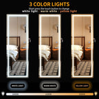 LVSOMT LED Mirror Jewelry Cabinet, Wall/Door Mount Jewelry Armoire Organizer with Lights, Full Length Mirror with Jewelry Storage, Over the Door Hanging Jewelry Cabinet (White)