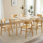 CHITA Soild Wood Dining Chairs Set of 4, Mid Century Modern Oak Wood Kitchen Chairs with Curved Backrest, Dining Room Chair for Kitchen, Restaurant