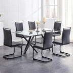 AZmac Modern Leather Dining Chairs Set of 6,Armless Kitchen Chairs,Dining Room Chairs with Upholstered Padded Seat and Sturdy Black Legs for Dining Room,Kitchen (Set of 6, Black-Black Leg)