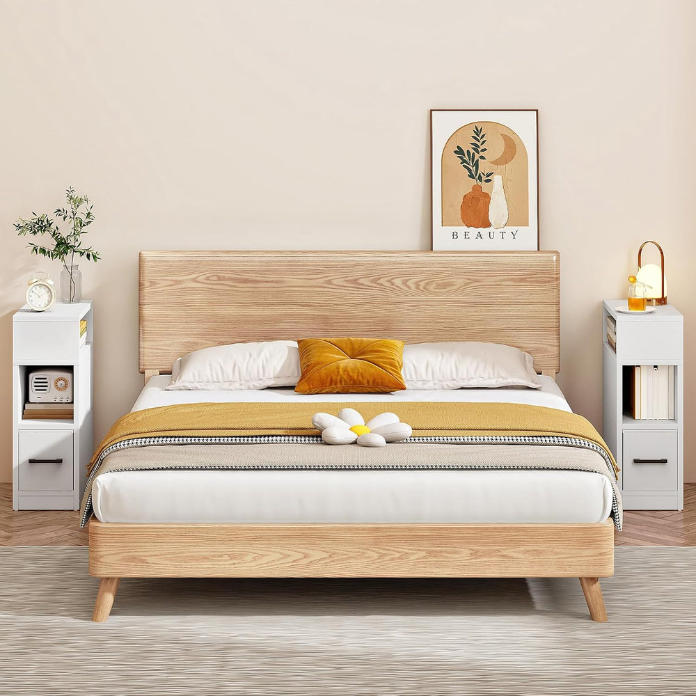 CHOEZON Narrow Side Table, 7.9" Small Nightstand with Drawer, Skinny Bed...