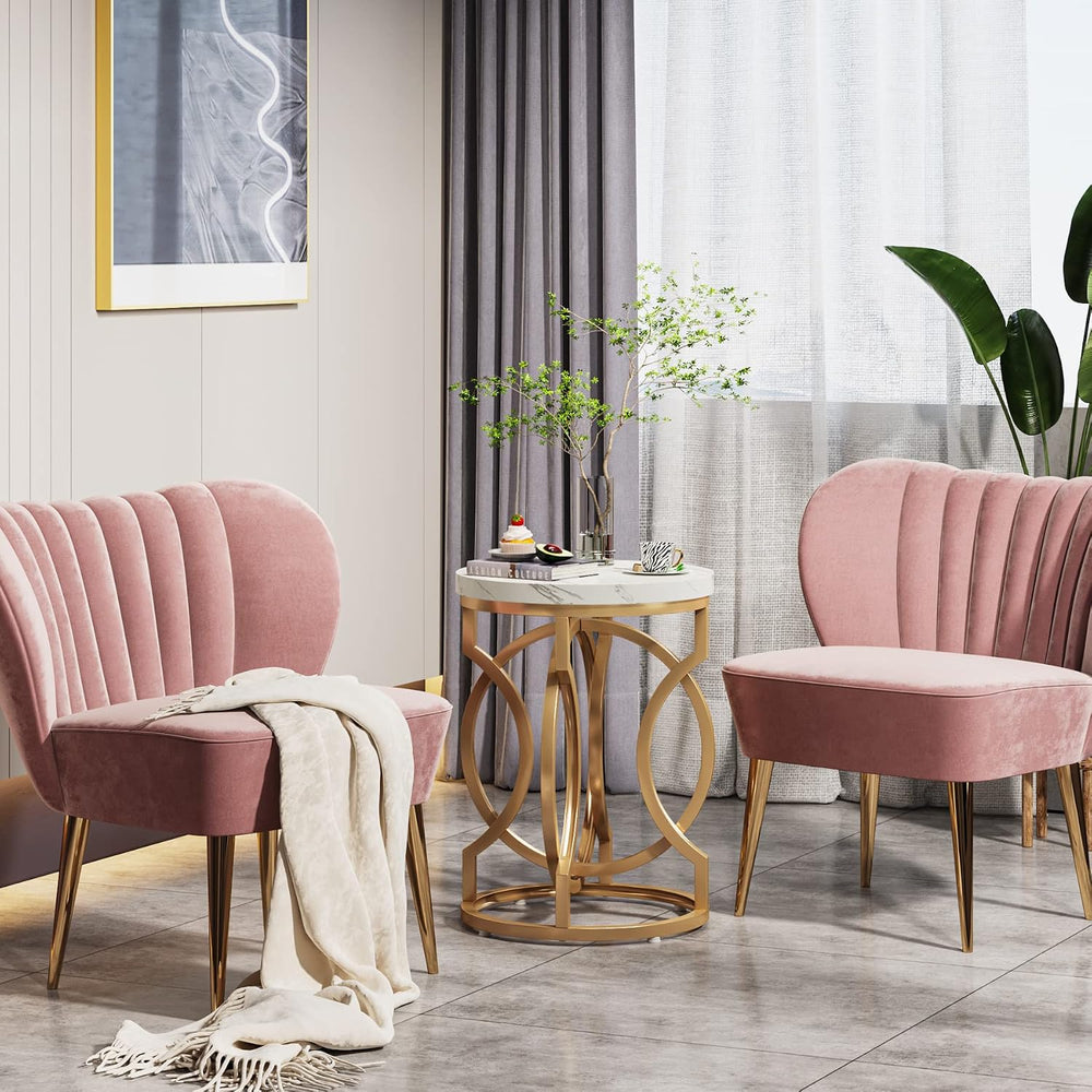 Tribesigns Modern Round End Table Set of 2 with Thickened Tabletop