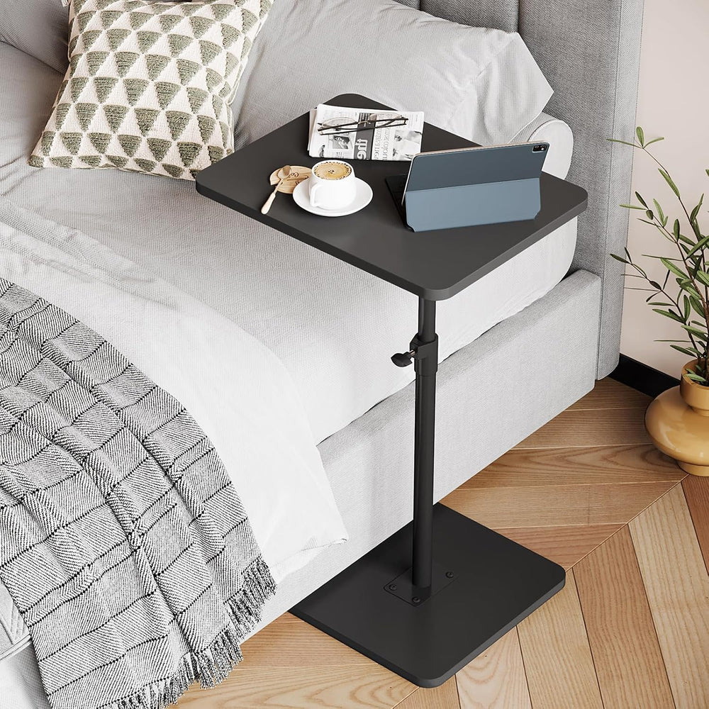 NiHome Minimalist Height Adjustable End Table, 360° Rotatable Sofa Armrest Si...