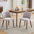 Dining Chair Set of 2, Linen Upholstered Dining Chair with Wood Legs, Wing Backrest, Wooden Kitchen Chair, Kitchen Chairs with Thick Cushions for Dining Room, Living Room, Light Grey