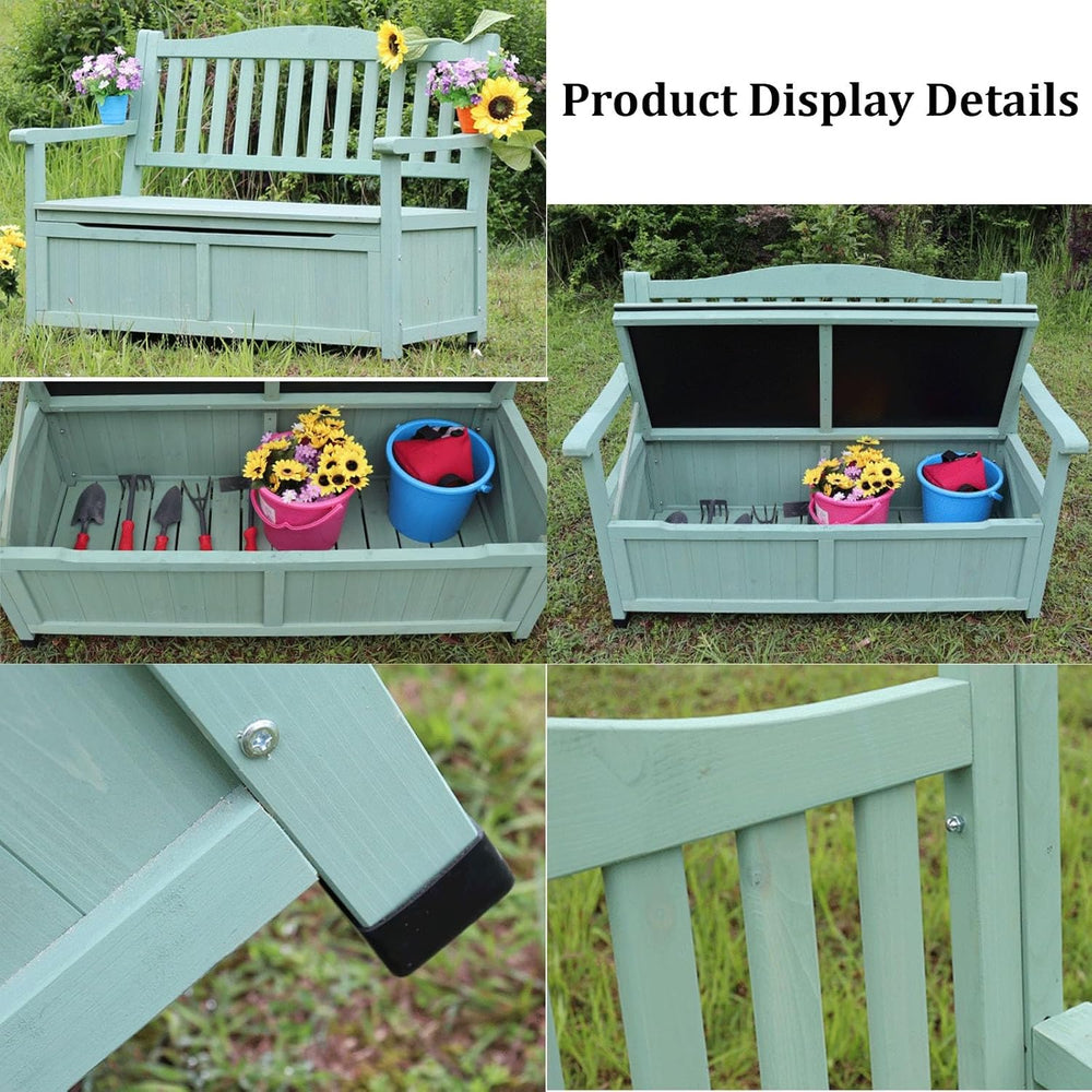 Deck Box Storage Bench, Patio Furniture, Solid Wood, Waterproof, with Armrest...