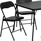 EMMA + OLIVER 5-Piece Multipurpose Folding Card Table and Chairs Set for 4 Players, Padded Top Portable Square Folding Table and Chairs Set, Black