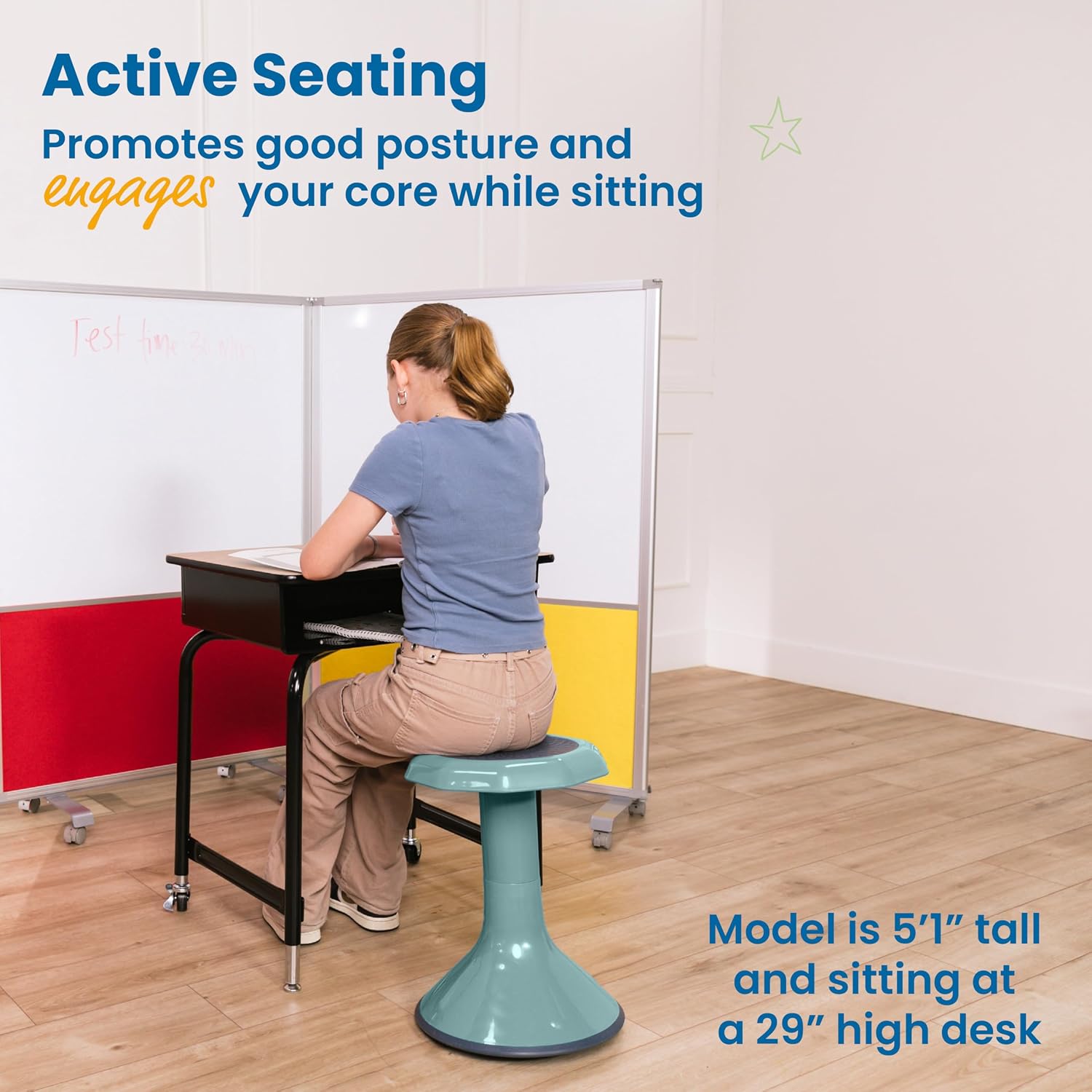 ECR4Kids ACE Active Core Engagement Wobble Stool, 18-Inch Seat Height, Flexible Seating, Seafoam | Durable plastic, GREENGUARD Gold Certified, 13 years +, 220 lb capacity, fully assembled, flexible seating for classroom use