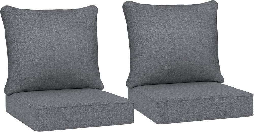 Outsunny Outdoor Chair Cushions Set of 2 Fade Resistant 24x24 in Gray