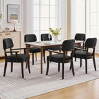 Velvet Dining Chairs with Arms Set of 4, Upholstered Dining Room Chairs with Hardwood Legs & Open Curved Backrest,Modern Accent Kitchen Chairs 350 LBS Capacity, Black