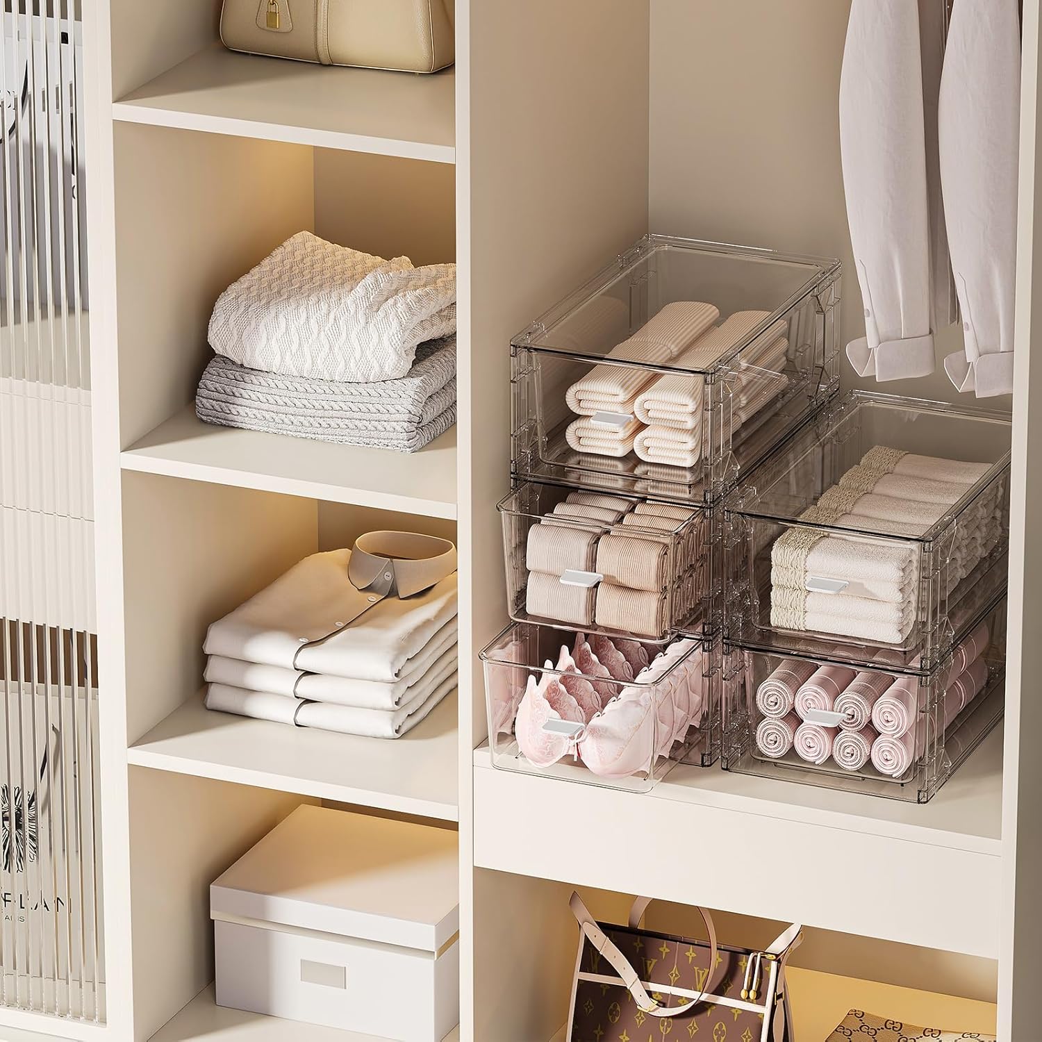 clear Drawer-Type Plastic Storage Box Bins Organizer，Family First Aid Kits Medicine cabinet Box Organizer,Closet ，Shelf，Ointments, Adhesive Bandages，Cosmetics,Office Items (clear, ZZ4L)