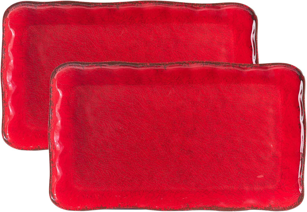 LEHAHA Christmas Melamine Platters for Serving Food, Colored Serving Trays, 17.5 x 10 Rectangular Turkey Serving Tray, Set of 2, Perfect for Outdoor, Christmas Parties, Restaurant, Dishwasher Safe