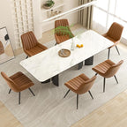 Nalupatio Modern Dining Chairs Set of 2, Fabric Dining Room Chairs with Thick Cushioned Backrest and Seat, Comfortable Fabric Upholstered Side Chairs with Metal Legs for Kitchen, Brown