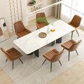 Nalupatio Modern Dining Chairs Set of 6, Comfy Dining Room Chairs with Thick Cushions, Upholstered Fabric Kitchen Side Chairs with Metal Legs, Brown