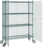 18"x48"x70" Metal Wire Green Security Heavy Duty Commercial NSF Certified Storage Unit | Mobile Wire Security Cage Kit