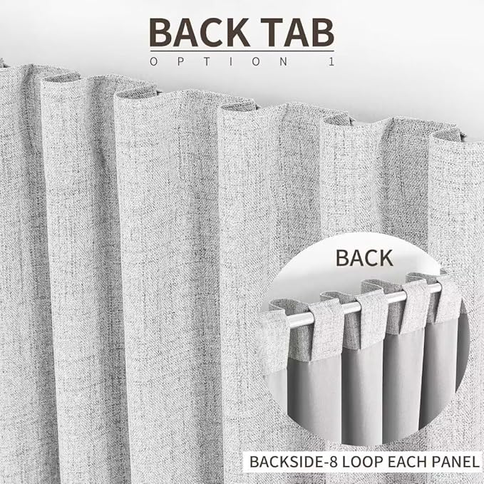 Joydeco Natural Linen Curtains 120 inch Length 2 Panels Set Burg 100% Blackout Patio Door Curtain Room Darkening Sliding Door Curtains Thermal Insulated Back tab Rod Pocket(105x120 inch, White)