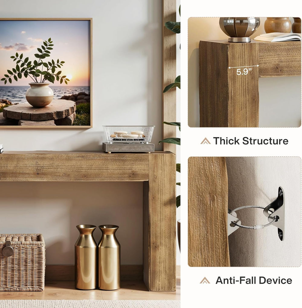 Tribesigns 63-Inch Solid Wood Console Sofa Table, Farmhouse Long Entryway Tab...