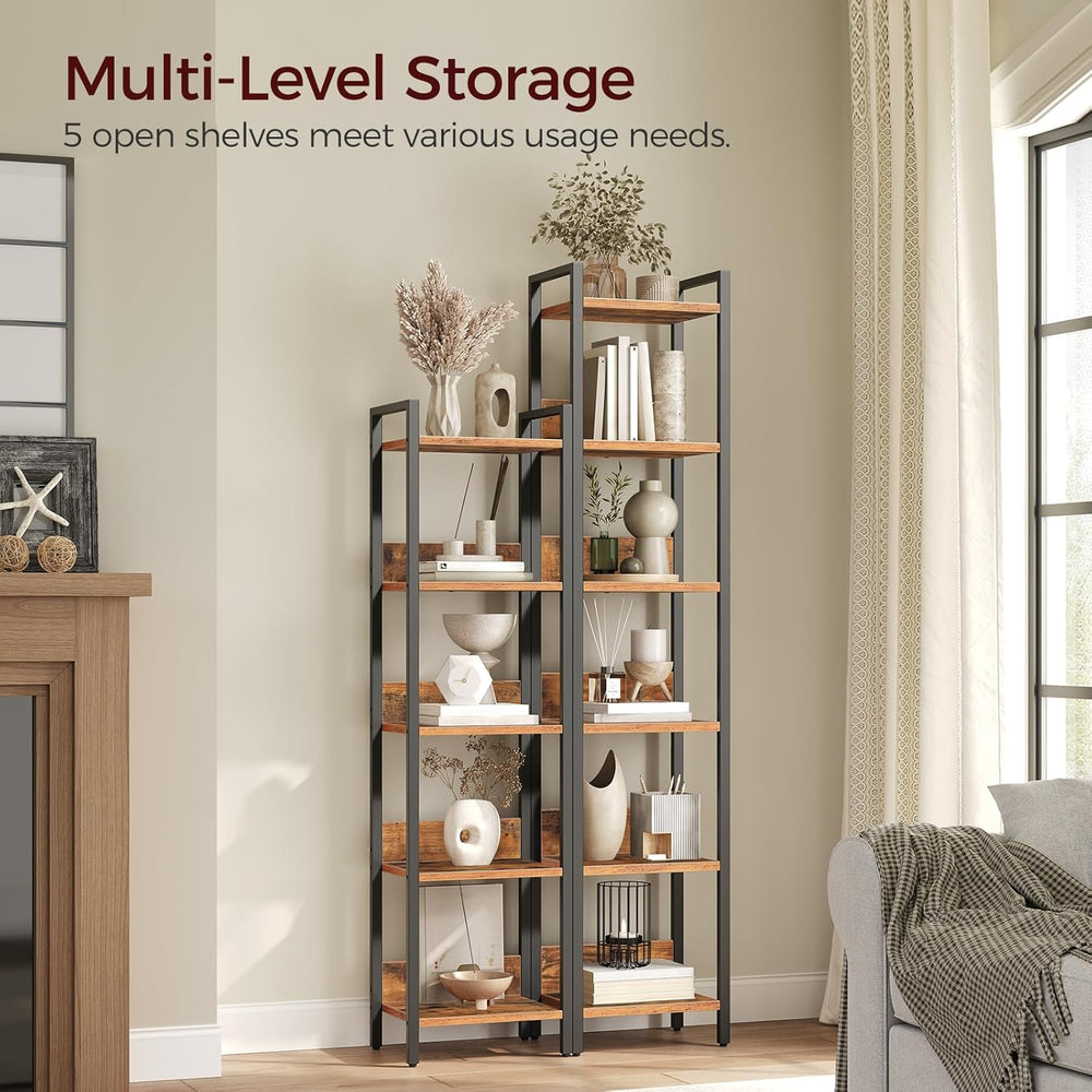 MAHANCRIS Bookshelf, 5-Tier Bookcase, Standing Book Shelf for Small Space, St...