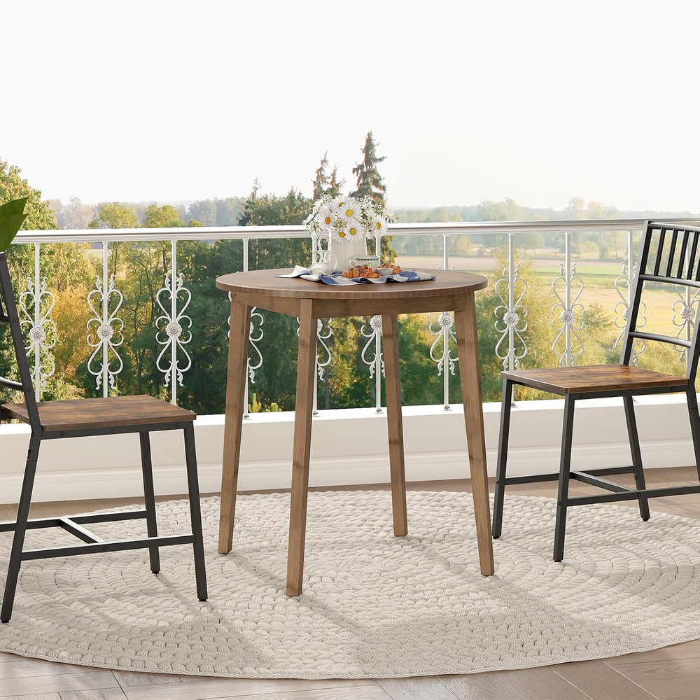HOOBRO Bamboo Dining Table, Round Dining Table for 2, 27.5" Kitchen Tabl...