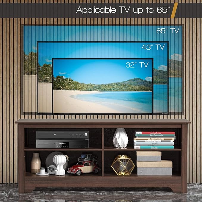 GORELAX Wooden TV Stand, Media Console Cabinet for TVs up to 65 Inch, Media Entertainment Center w/Large Storage Space & Adjustable Shelf, Farmhouse TV Stand for Living Room Bedroom