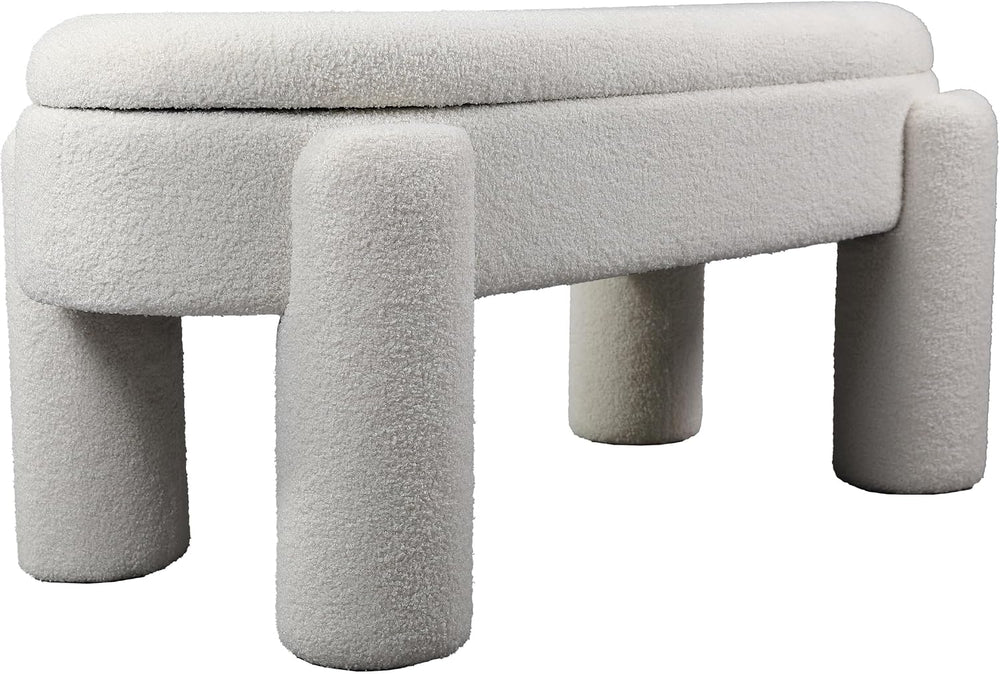 BIRDROCK HOME Sherpa Upholstered Storage Bench | Cozy Seat with Soft Sherpa C...