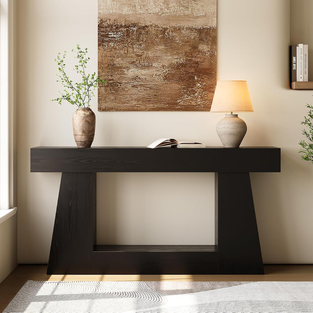 LITTLE TREE 63" Farmhouse Console Table with Storage, Rustic Sofa Table ...