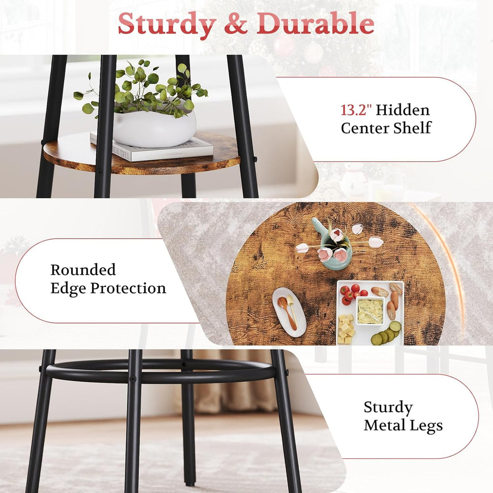 Kiivakii 3 Pieces Round Bar Table and Chairs Set Pub Table and Chairs for 2 |...