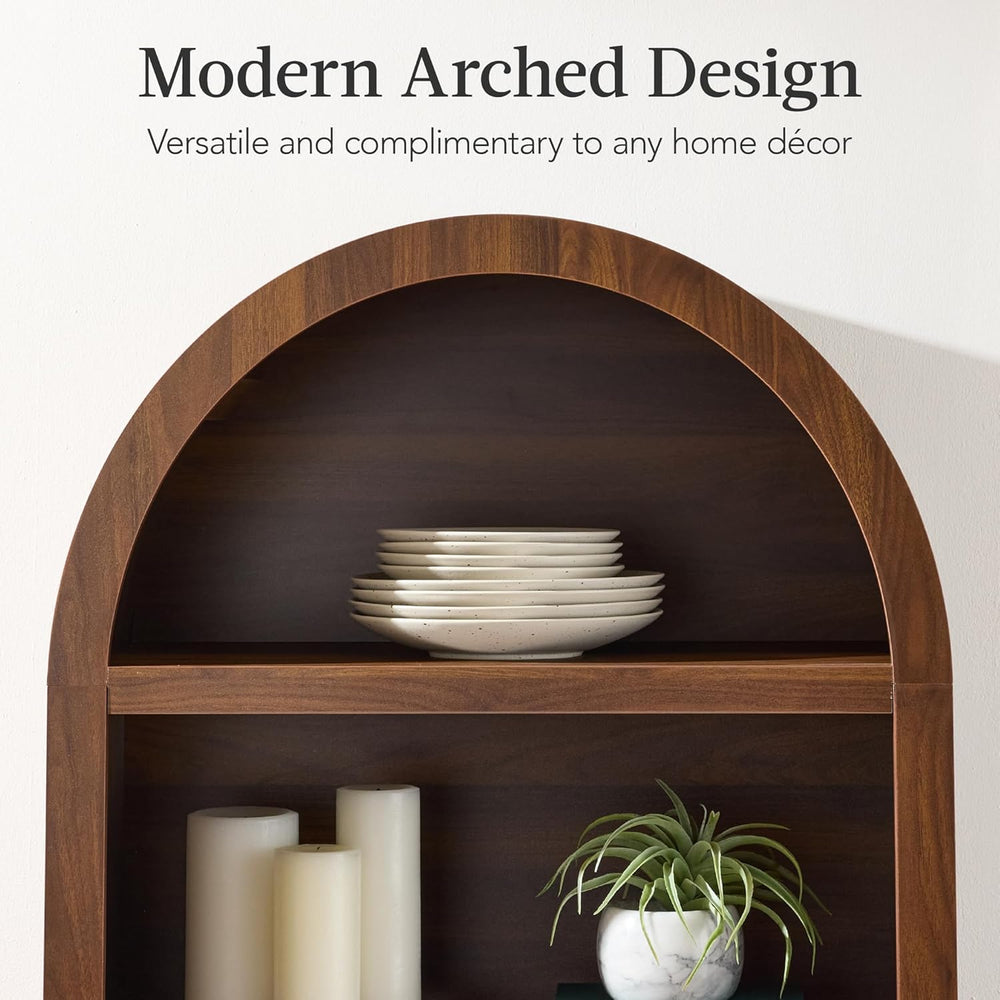 Best Choice Products 72" Tall Arched Pantry Cabinet w/Reeded Doors, 5-Ti...