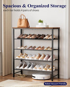 Kitsure Shoe Rack for Closet, Shoe Storage, 29.5" Wide - 5 Tier, Brown | Space-Saving Shoe Organizer with Leveling Feet, Sturdy & Rust-Proof Wooden Shoe Rack for Entryway, Bedroom, Living Room