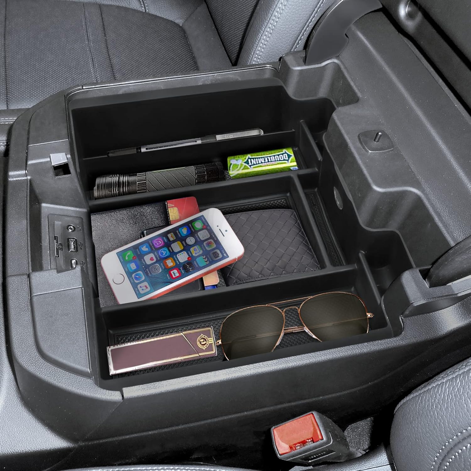 Center Console Organizer Compatible with 2019-2022 GMC Sierra/Chevy Silverado 1500 and 2020 2021-2023 Sierra/Silverado 2500HD/3500HD Accessories, Armrest Tray (Full Console w/Bucket Seats ONLY)