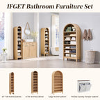 IFGET 71" Tall Arched Shoe Storage Cabinet, 8 Tiers 16 Pairs Wooden Shoe Rack with 3 Adjustable Shelves, Freestanding Shoe Closet Shelf Organizer for Entryway, Hallway, Living Room (Natural)