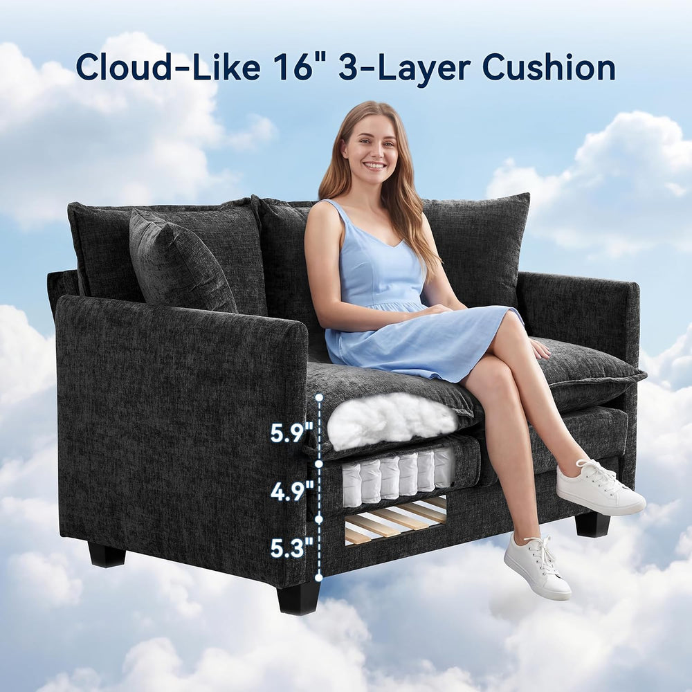 Loveseat Sofa Couch 2 Piece Set, Small Compact 50" Love Seat 27" De...