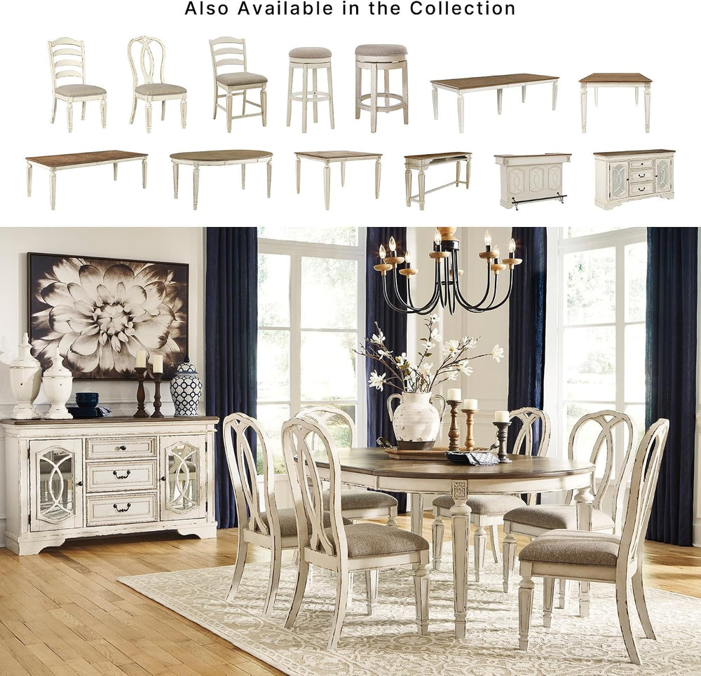 Signature Design by Ashley Extendable Round to Oval Dining Table, White