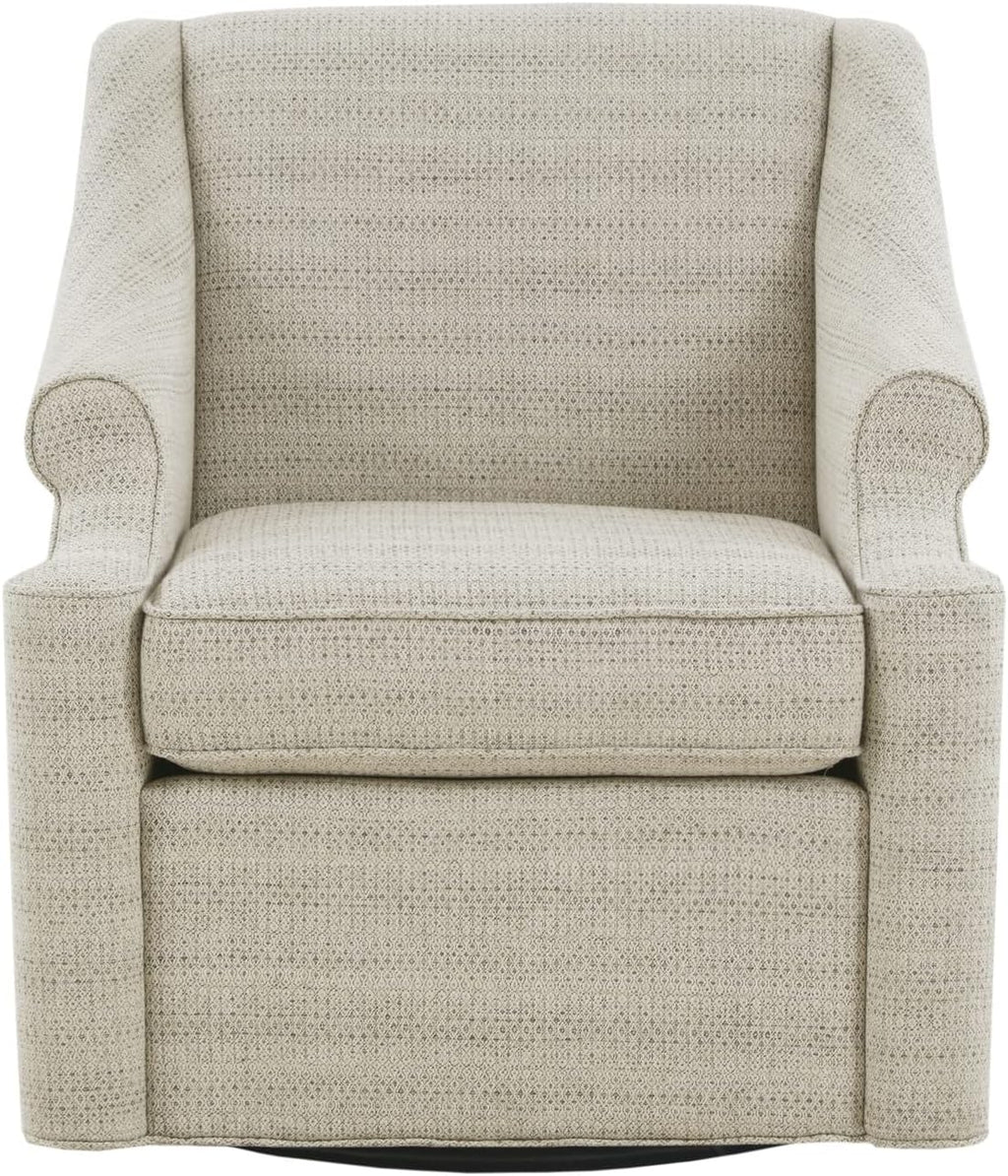 Madison Park Swivel Glider Chair for Living Room, High Back Bedroom Lounge Foam Seat Cushion Upholstered, Nursery Furniture, Metal Base, Fully Assembled, 29.5" W x 30.25" D x 34.5" H, Tan