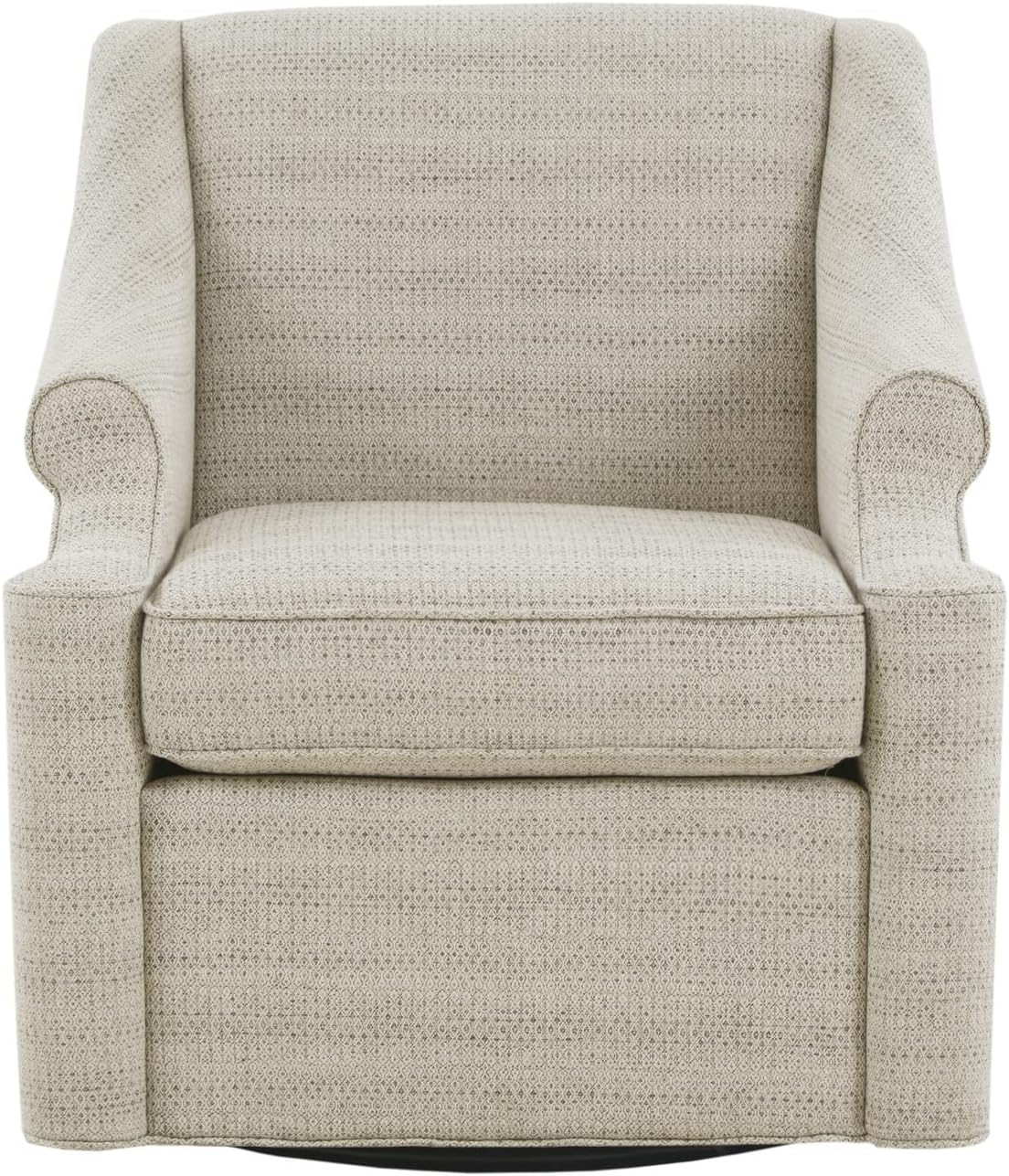 Madison Park Swivel Glider Chair for Living Room, High Back Bedroom Lounge Foam Seat Cushion Upholstered, Nursery Furniture, Metal Base, Fully Assembled, 29.5" W x 30.25" D x 34.5" H, Tan