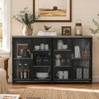 Coffee Bar Cabinet with Adjustable Shelves,Liquor Cabinet with Wire Mesh Doors,Space-Saving Buffet Cabinet, for the Kitchen, Dining Room, and Living Room, Gray