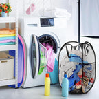 Collapsible Pop Up Laundry Hamper, Extra Large Mesh Foldable Laundry Basket Bag, 28" x 16" x 16", 4 Pack (Black + Pink + Grey + Blue)