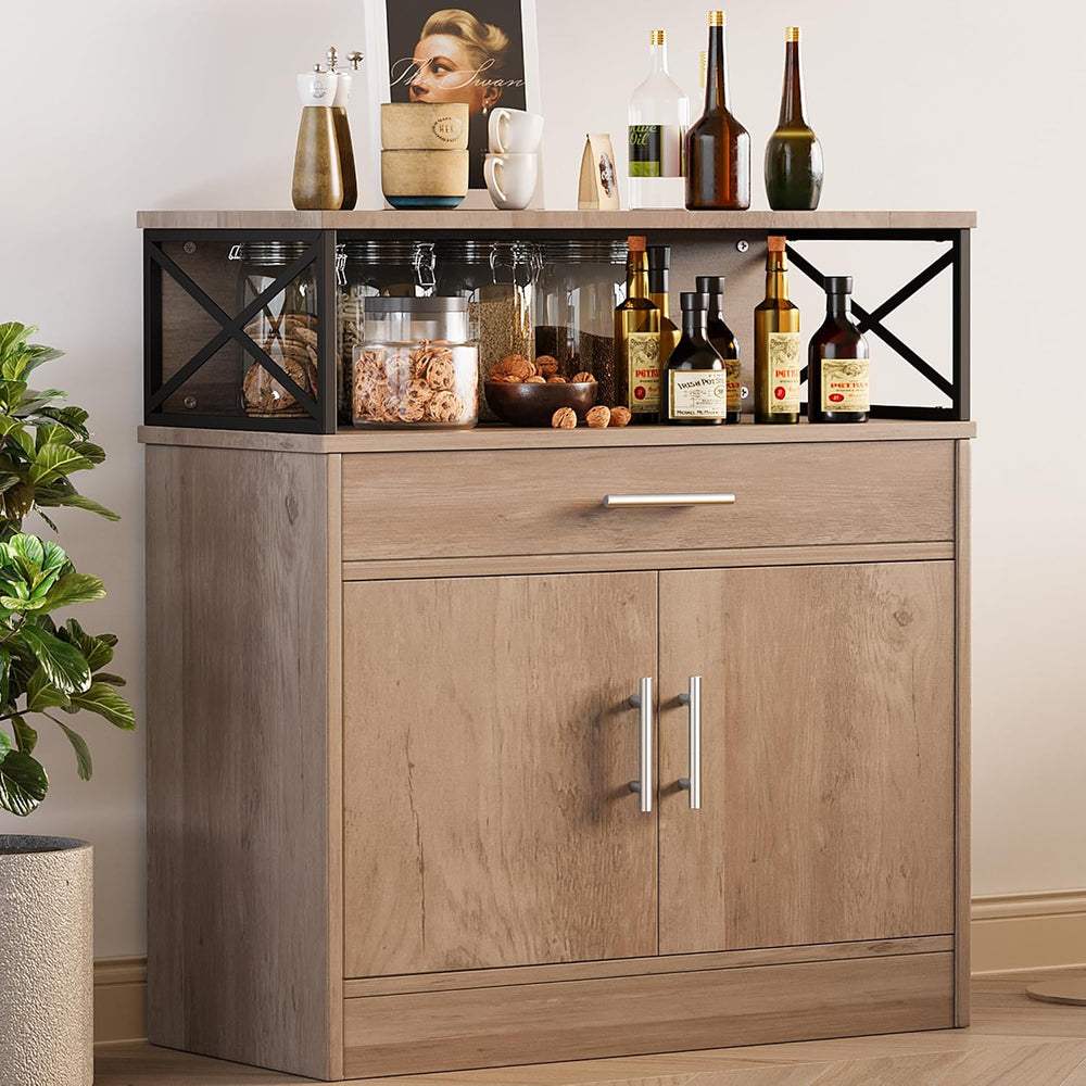 Buffet Cabinet, Coffee Bar Cabinet, Sideboard with Storage and Drawer, Farmho...