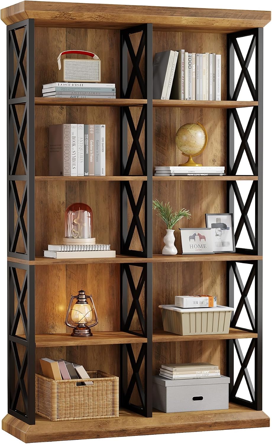 Tribesigns 75 Inch Tall Bookcase, Double Wide Bookshelves and Bookcase