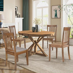 COLAMY Farmhouse Dining Chairs Set of 2, Light Brown Wooden Dining Room Chairs, Windsor Spindle High Back Side Chairs, Armless Rubberwood Kitchen Table Chairs