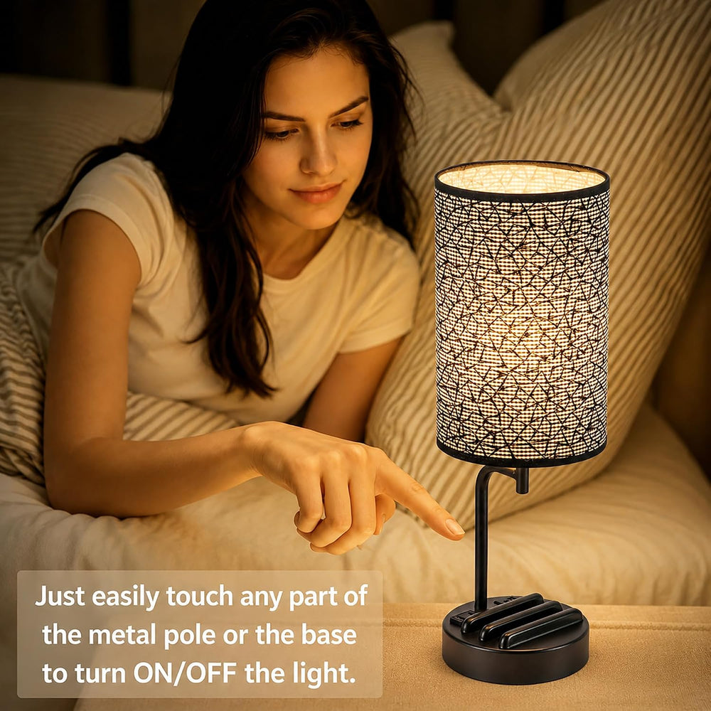 Dreamholder Touch Control USB Table Lamp with USB C/A & AC Outlet, 3-Way ...