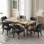 VKNOW Modern Dining Chairs Set of 6, Faux Leather Upholstered Dining Room Chair Kitchen Chairs, Farmhouse Dinner Chair for Kitchen Dining Room, Black