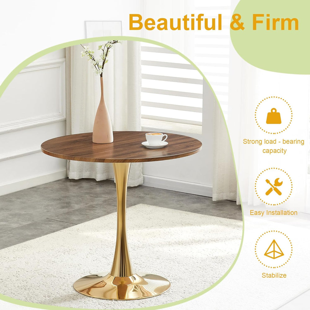31.5 Inch Small Round Dining Table for 2-4 Person, Circle Tulip Table with Fa...