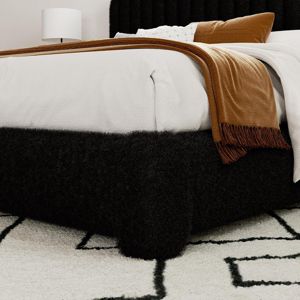 Queen Size Boucle Bed Frame, Upholstered Cloud Platform Bed Frame with Adjust...