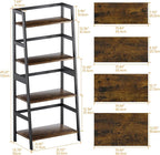 HITNET Ladder Shelf, 4 Tier Bookshelf with Bamboo Frame, Freestanding Bathroom Storage Shelving Unit for Living Room, Home Office, Bedroom, Rustic Brown and Black