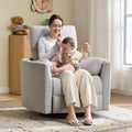 Jocisland Power Rocking Nursery Chair/Swivel Recliner/USB, Grey Fabric | Oversized Glider Chairs,Fabric,2 Pillows,USB & Type-C,Reclining Armchair Sofa,Living Room,Bedroom,Nursing