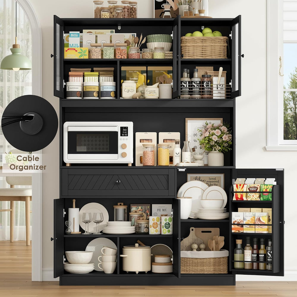 BOTLOG 72” Tall Kitchen Pantry Storage Cabinet, Modern White Kitchen Hutch wi...
