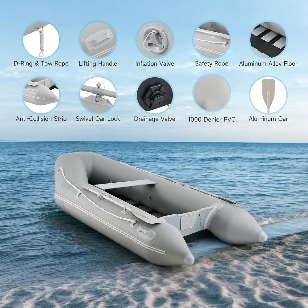 CO-Z 10ft Inflatable Dinghy Boat for 4 Adults, 990lb PVC Raft with Oars