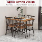 Tangkula Dining Table Set for 4, Kitchen Table and Chairs Set of 4 w/Metal Frame, 360° Swivel Feet, Space-Saving Dinette Table Set for Living Room, Restaurant, Breakfast Nook (Teak)
