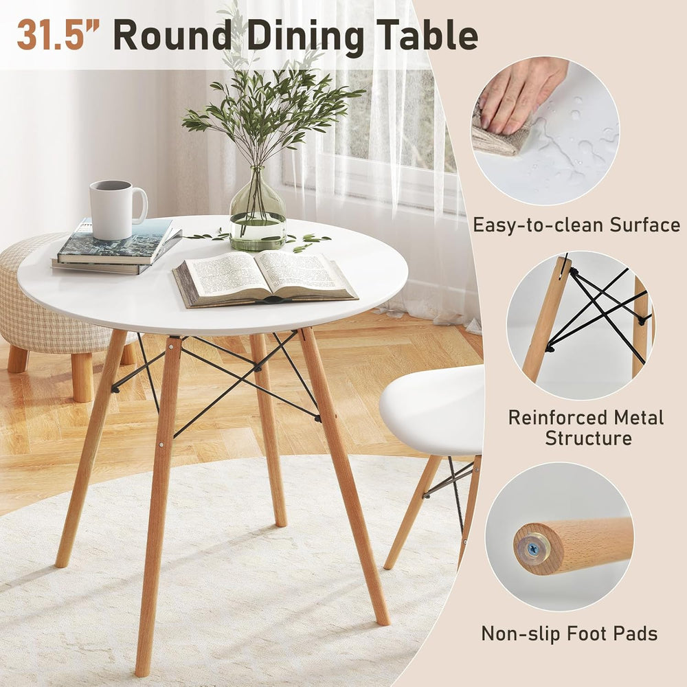 Tangkula Round Dining Table Set for 4, Modern Circle Kitchen Table & 4 Ch...